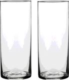 Mica Decorations Vaas - 2x - cilinder - helder glas - D12 x H25 cm