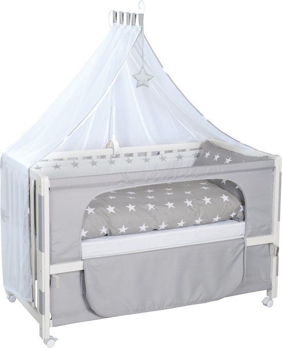 Roba Co-sleeper Little Stars Junior 60 x 120 cm - Wit/Grijs