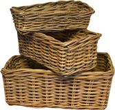 AVH-Collectie AVH Outdoor Tuinmeubelen Chen mandenset Bruin Riet 30x30xH26 cm, 43x21xH16 cm en 50x28xH20 cm