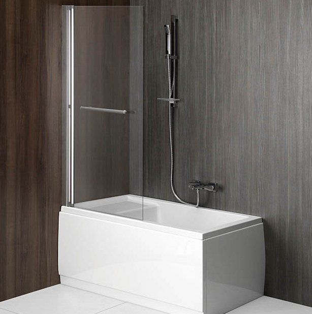 Polysan RIONI Rising bad scherm 710 mm, zilveren frame, helder glas