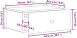 vidaXL Muurbevestigde Nachttafel met lade Oud hout 49 x 34,5 x 20 cm