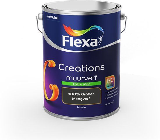 FLEXA Creations Muurverf - Extra Mat - Mengkleuren Collectie - 100% Grafiet - 5 liter