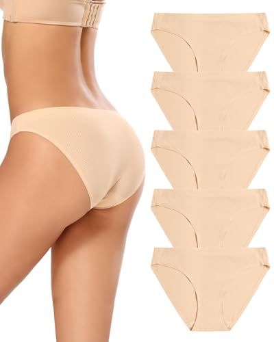 VOENXE Culotte voor Dames zonder Naad, Ondergoed Slipjes met Lage Taille, Elastische Bikini-Broekjes in Multiset van 5
