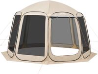 VEVOR Campingtent, 365,76 x 335,28 x 230 cm, pop-up tent met uitschuifbare luifel, partytent voor 10-12 personen, incl. draagtas en gaaswanden, voor terras en buitenactiviteiten, beige