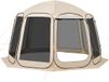 VEVOR Campingtent, 365,76 x 335,28 x 230 cm, pop-up tent met uitschuifbare luifel, partytent voor 10-12 personen, incl. draagtas en gaaswanden, voor terras en buitenactiviteiten, beige