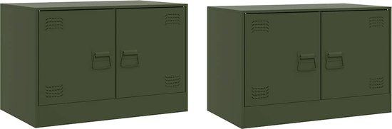 vidaXL Tv-meubelen 2 st 67x39x44 cm staal olijfgroen