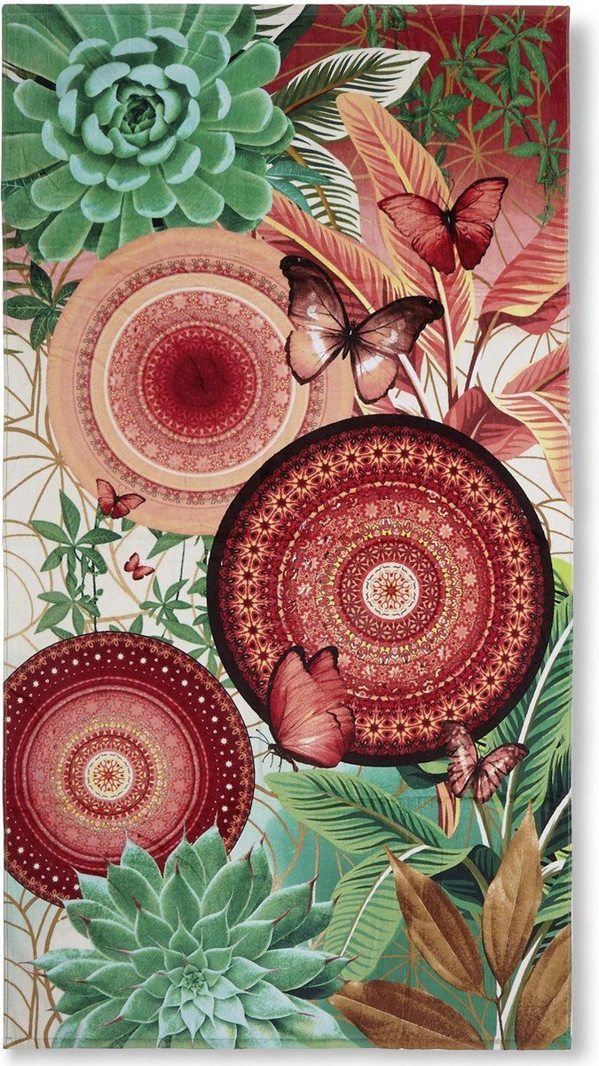 Hip strandlaken Jimena 100 x 180 cm katoen rood/groen