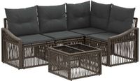 vidaXL Tuinbank - Set - 5-zits - Grijs - Polyrattan