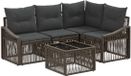 vidaXL Tuinbank - Set - 5-zits - Grijs - Polyrattan