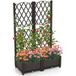 Coast Jardinière avec treillis d'escalade et parterre surélevé – Système d'arrosage automatique, aspect rotin, plastique PP marron, 80x40x12 cm