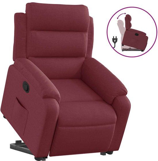 vidaXL Elektrische Sta-op-massagestoel Wijnrood Stof