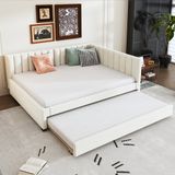 HAUSS SPOLE Slaapbank 140x200 cm - Zetelbed Met Uittrekbed 90x200 cm - Beige