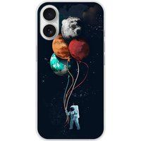 Cosmonaute aux ballons Bedrukt siliconen hoesje compatibel met Apple iPhone 16