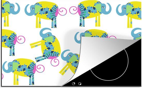 KitchenYeah® Inductie beschermer 77x51 cm - Olifant - Geel - Inductiebeschermer