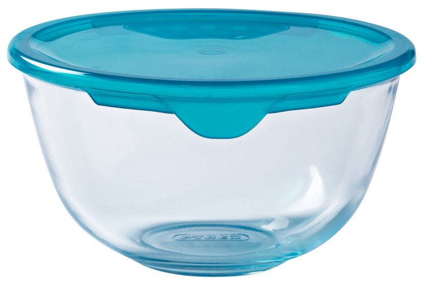 Pyrex mengkom Prep & Store 1 liter glas blauw/transparant