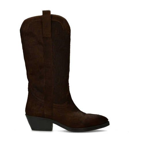 Sacha - Dames - Bruine pony hair cowboylaarzen - Maat 40
