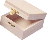 Rayher hobby materialen Rayher hobby Houten kistje met sluiting en deksel - 7 x 7 x 4 cm - Sieraden/spulletjes/sleutels - kleine kistjes