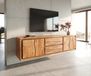 Meuble TV Live-Edge 200 cm acacia naturel 4 portes 2 tiroirs suspendus