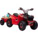 Quad électrique pour enfants avec remorque, 2,5 km/h, autonomie de 50 minutes, pour les enfants de 18 mois à 3 ans, jusqu'à 25 kg, rouge