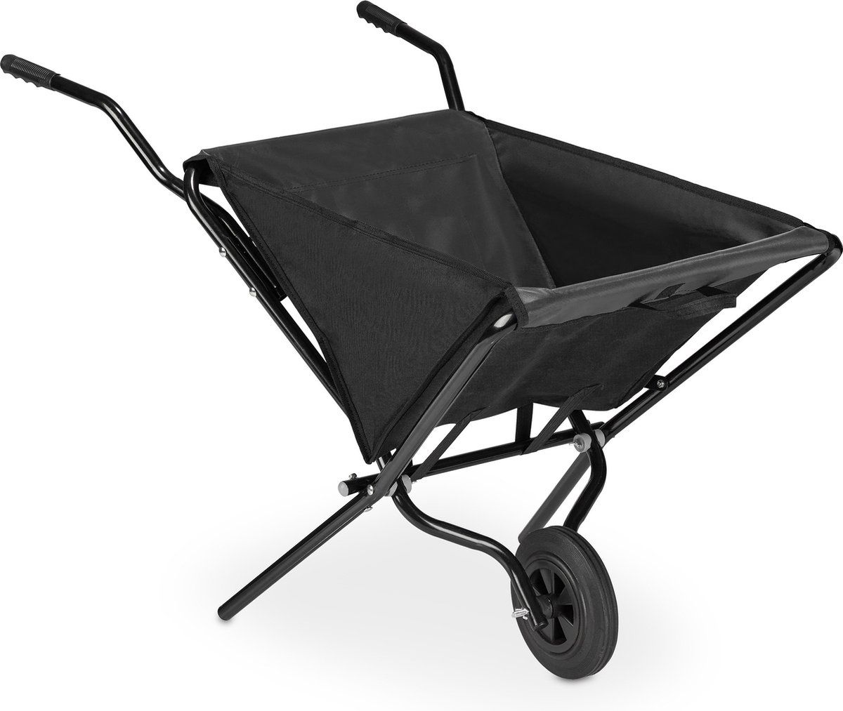 Relaxdays Opvouwbare Kruiwagen - Tuinkar Antilek Band - Zwart