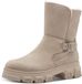 Tamaris - Dames - Enkellaarzen - Beige - Leer/Textiel - Maat 38