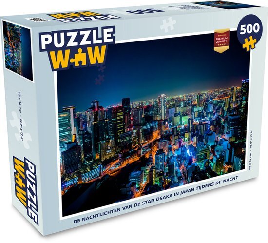 MuchoWow Puzzel De nachtlichten van de stad Osaka in Japan tijdens de nacht - Legpuzzel - Puzzel 500 stukjes - Sinterklaas cadeautjes - Sinterklaas voor grote kinderen