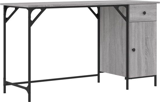 vidaXL Bureau 131x48x75 cm bewerkt hout grijs sonoma eikenkleurig