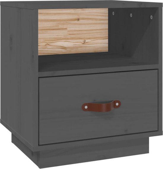 vidaXL Nachtkastje 40x34x45 cm massief grenenhout grijs