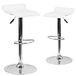 Flash Furniture Athene 2 Pack Hedendaagse Witte Vinyl Verstelbare Hoogte Barkruk met Solid Wave Seat en Chrome Base