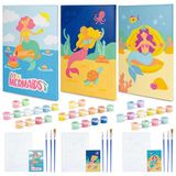 BONNYCO Schilderen op Nummer voor Kinderen Zeemeerminnen, Pakket 3 Doeken. Zeemeermin Cadeaus voor Meisjes, Knutselsets Schilderen Op Nummer Kits. Jongens Meisjes Speelgoed