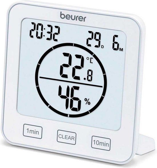 Beurer HM 22 Thermo-hygrometer - Digitaal - Met tijdweergave - 3 jaar garantie - Wit