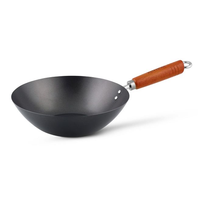 Ken Hom Classic Wok - 27cm - Carbon Steel - Black - Non-stick - Wooden Handle