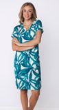 Pastunette Premium - Nachthemd - Emerald Oasis - Viscose - Turquoise/Ecru - Maat 40