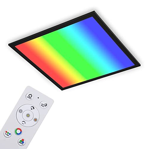 Briloner - Ultravlakke plafondlamp RGB, plafondlamp CCT, LED-paneel, instelbare kleurtemperatuur, kleurverandering, dimbaar, afstandsbediening, zwart