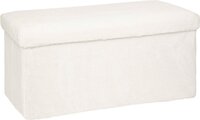 Merkloos Poef + Opbergbox Augustin - Wit Teddy - 76 x 38 x 38 cm
