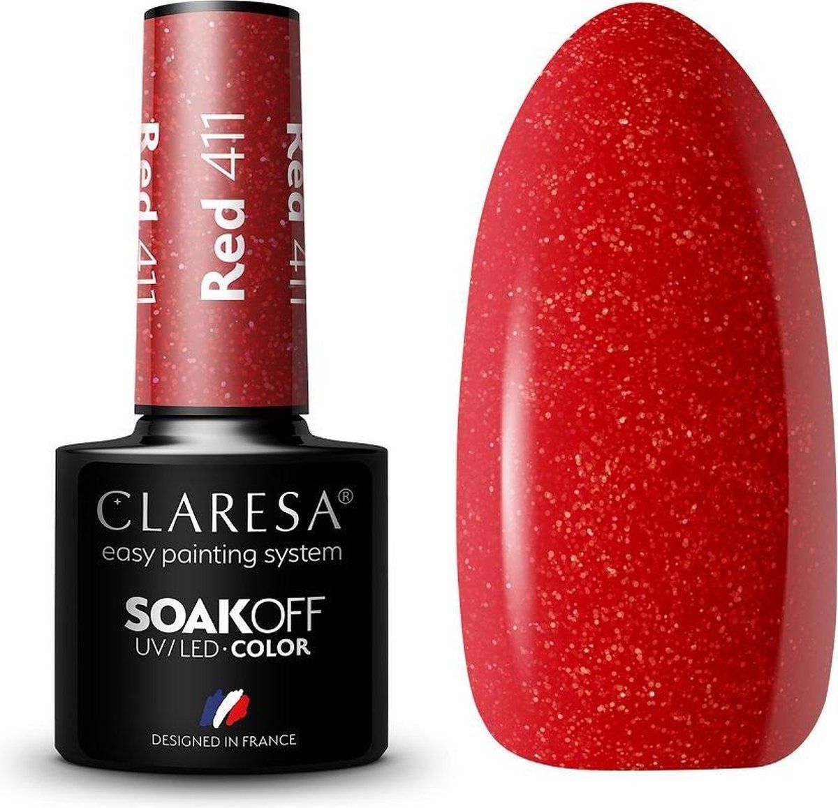 Claresa Soak Off UV/LED Rode Hybride Vernis 411 5g - 5902846077220
