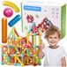 KRUMAD Blocs de construction magnétiques, 64 pièces - Constructions 3D à partir de 3 ans, blocs de construction magnétiques, jouets éducatifs pour enfants