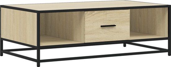 vidaXL Salontafel 100x57x35 cm bewerkt hout en metaal sonoma eiken