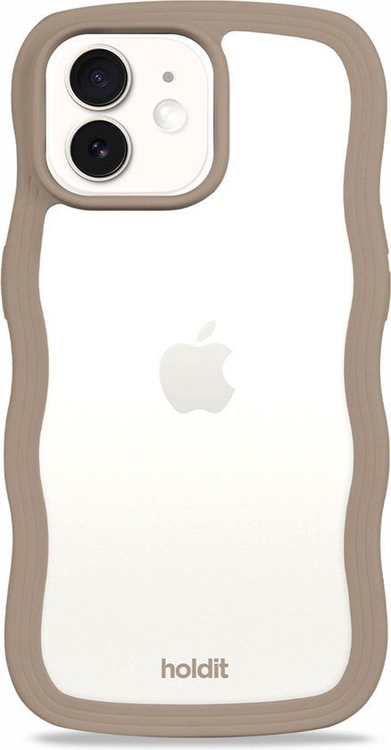 Holdit Wavy Case geschikt voor Apple iPhone 12 (Pro) - Mocha Brown / Transparent