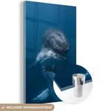MuchoWow® Glass Painting 100x150 cm - Acrylic Glass Painting - Whales - Sea - Family - Photo on Glass - Paintings