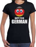 Bellatio Decorations Duitsland Happy to be German landen t-shirt met emoticon - zwart - dames - Duitsland landen shirt met Duitse vlag - EK / WK / Olympische spelen outfit / kleding S