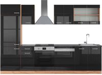 Vicco R-Line Complete keukeneenheid – 300 cm, WB Antraciet Eiken hoogglans zwart/goud