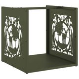 VidaXL Brandhoutkar & -houder 40x40x40 cm Staal Groen