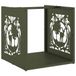 VidaXL Brandhoutkar & -houder 40x40x40 cm Staal Groen