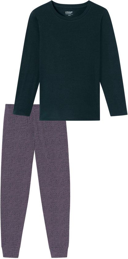 Uncover Schiesser Uncover Dames Pyjamaset - Nachtblauw - Lange Mouw - 100% Katoen