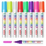 Vinabo Whiteboard, uitwisbaar, 8 stuks, uitwisbare leisteenviltstiften, uitwisbaar, ronde kop en afgeschuinde kop, kan op zwarte borden, glas, panelen worden gebruikt