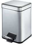 King Home P1580018 Quadra afvalemmer van staal met pedaal, 6 l