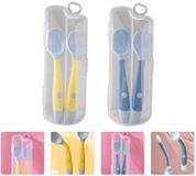 NCD E-Commerce Handel GmbH set de 2 pièces de couverts pour bébé twist fourchette et cuillère vaisselle enfant set d'alimentation en silicone multicolore