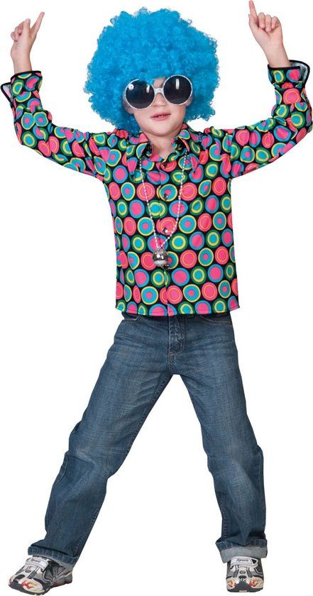 Funny Fashion Jaren 80 & 90 Kostuum Disco Dot Hemd Jongen Maat 116 Carnaval kostuum Verkleedkleding