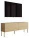 3xE living meuble TV 140 cm, chêne huilé, pieds dorés droits